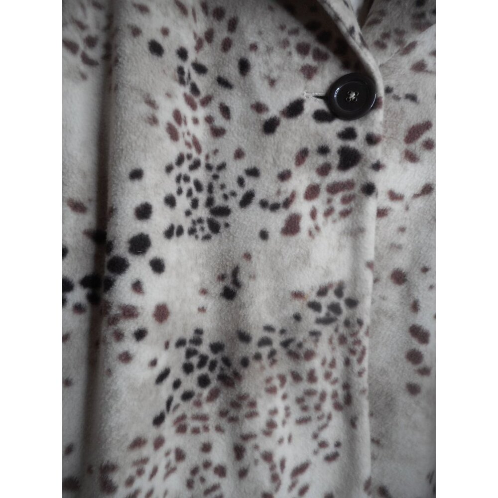 QVC Susan Graver Womens Beige Animal Print Fleece Jacket Fleece Long Sleeve Sz 2 - Picture 4 of 7